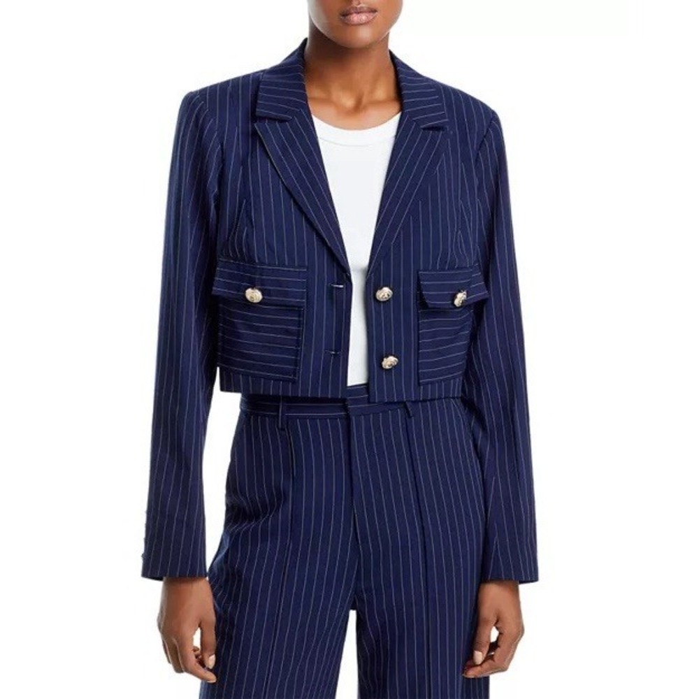 AQUA Pinstripe Twill Cropped Blazer Pants 100% Exclusive Top‎ XS Pants Small Set
